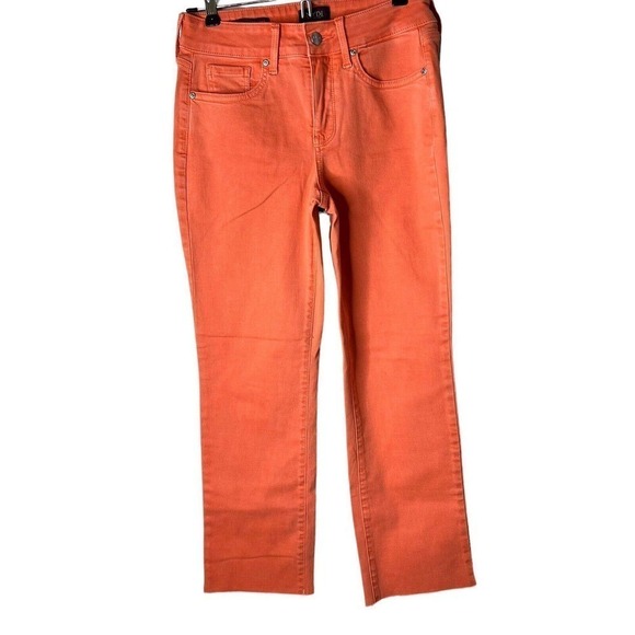 NYDJ Sz 0 Marilyn Ankle Straight Jeans Lift Tuck Technology Stretch Coral NEW - Picture 2 of 16